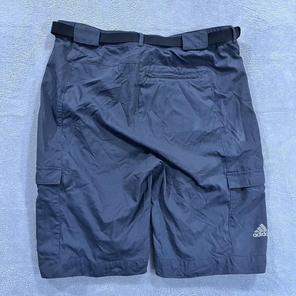 Adidas Cargo Shorts Men's 34* Belted‎ Nylon Utility Hiking Gray